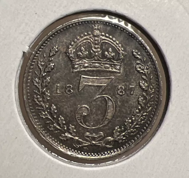 1887  UK Silver High grade THREEPENCE Queen Victoria