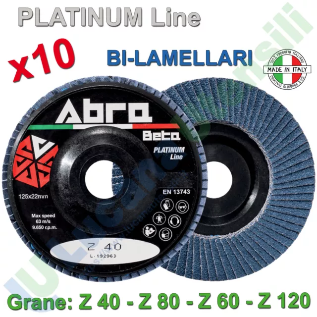 10 Dischi Bi-Lamellari 115mm ABRA BETA Sgrossare Smerigliare Grana PLATINUM LINE