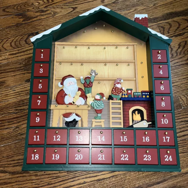 ADVENT CALENDAR SANTA'S Christmas Wood Compartment 24" Costco