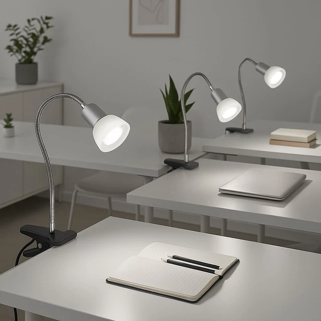 IZELL Lampe De Bureau à Pince 10W LED - 3 Modes D'Éclairage & 10 Niveaux, Flexible 360°, 40cm Avec Adaptateur USB - Parfaite Pour Lecture, Étude Et Travail
