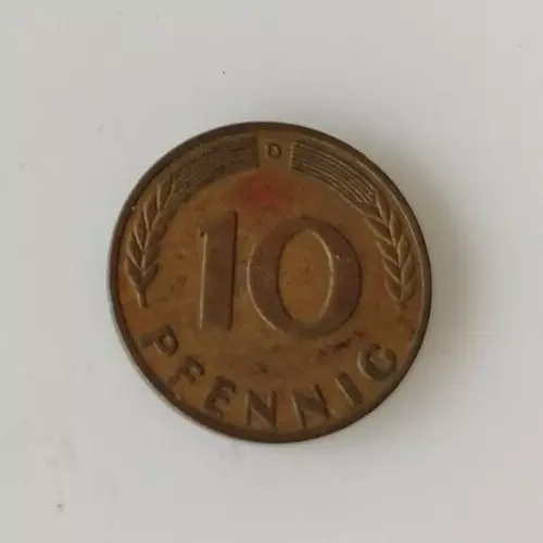 10 Pfennig 0,1 DM Deutsche Mark Münze Bundesrepublik Deutschland BRD 1950 D Coin