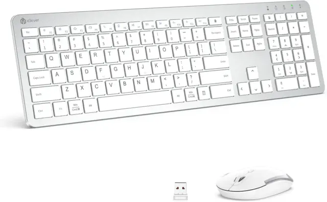 GK08 Wireless Keyboard and Mouse - Rechargeable Keyboard Ergonomic Quiet Full Si