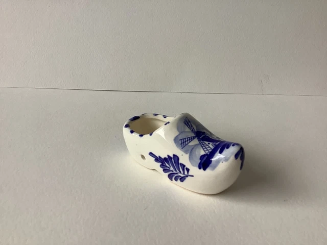 Vintage Hand Painted Delft Dutch Holland Clog, Blue & White Ceramic.