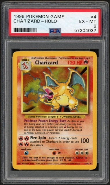 Pokemon 1999 Charizard Base Set WOTC 4/102 EX - MT PSA 6