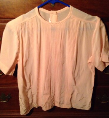 Vintage 1950's Silk Crepe? Pink Ladies Blouse