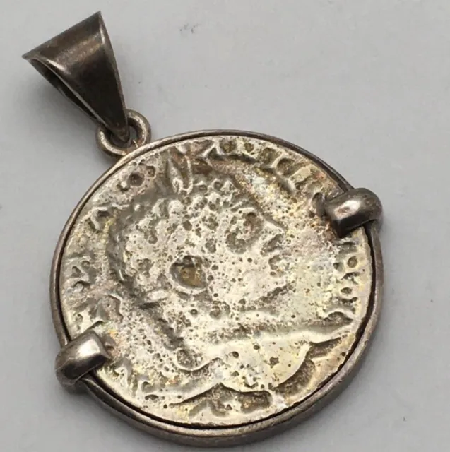 Sterling Silver Greek Coin Pendant - Roman Coin With Silver Chain Coin Necklace