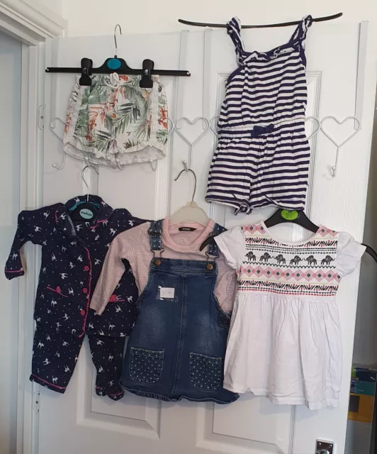 baby girls bundle joblot 1 1/2 2 years clothes top dress playsuit pj set denim