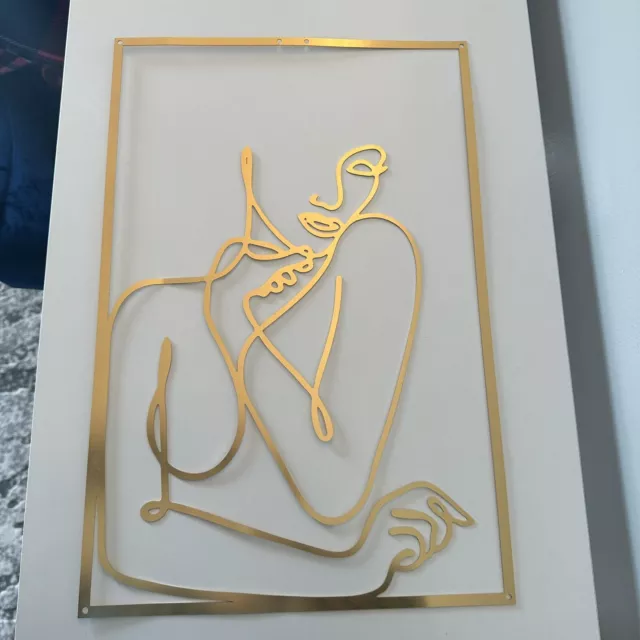 2 Piece Gold Metal Wall Decor Abstract Female Single Line Art