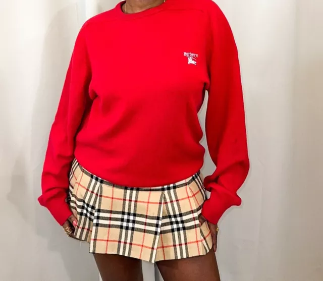 Burberry Vintage Archive Logo Scottish Red Cricket Jumper Sweater M RRP£429 D52X