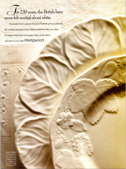 1991 Wedgwood Print Ad  230 Yrs British Dishes Decended From Queen Victoria