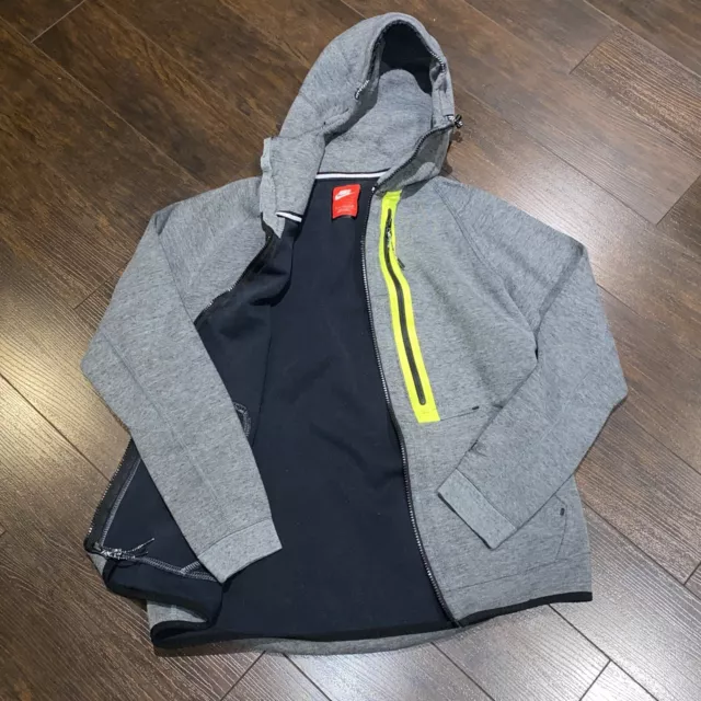 Nike Tech Fleece Full Zip Hero Hoodie Mens Size M 708095-037 Gray/Volt Flaw Read