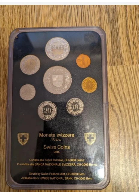 1990 Brilliant Uncirculated Swiss Coin Set CHF Swiss Francs