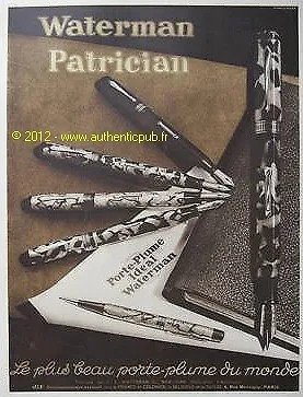 Publicite De 1931 Stylo Waterman  Patrician Porte Plume French Ad Advert Pen Pub