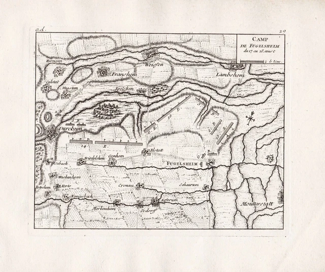 Malo Duerkheim Fußgönheim Lambsheim Weisenheim Grabado Mapa Le Rouge 1741