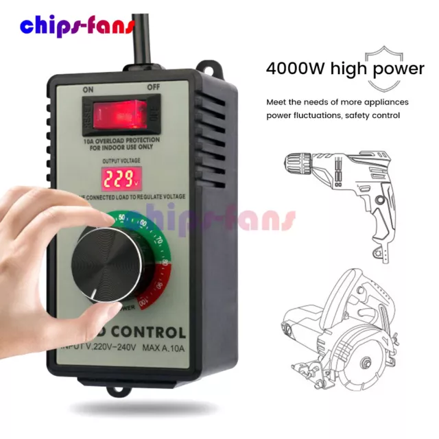 4000W Electronic Voltage Regulator Stepless AC Motor Speed Controller 110V/220V