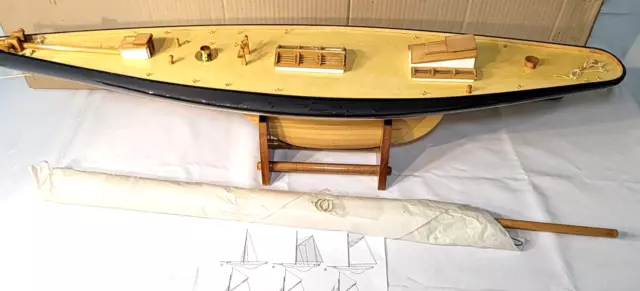 Columbia 1901 America's Cup J-Class Yacht Model 37" Wooden Sailboat Built Boat