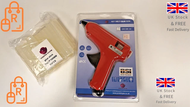 Pistola de pegamento fundido caliente tamaño completo 60w con 50 palos de pegamento GRATIS - un total de 52 palos