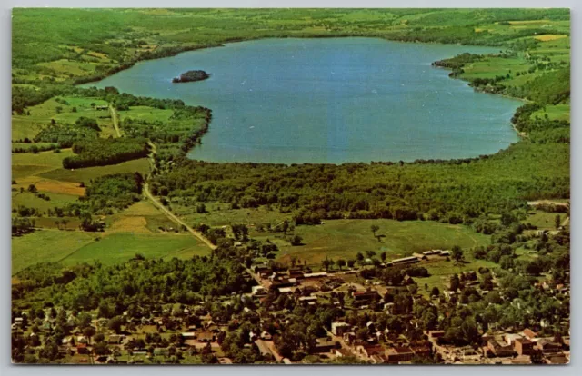 Aerial View Canadarago Lake Richfield Springs New York NY Postcard UNP VTG