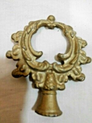 Antique Salvage ~ Cast Iron Lamp Part Embossed Wreath Painted Gold         #3381