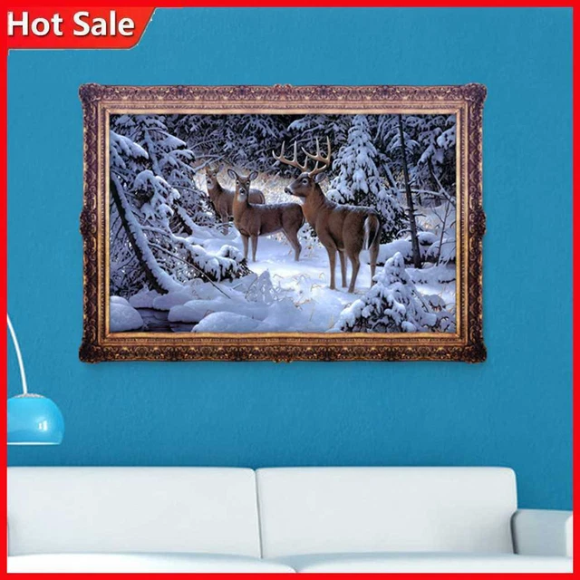 DIY-5D voll Diamanten Stickerei Schnee Hirsche Elk Runde Diamant Malerei Cross
