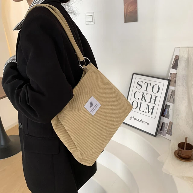 Borsa a tracolla donna moda corda tinta unita grande (cachi) -de