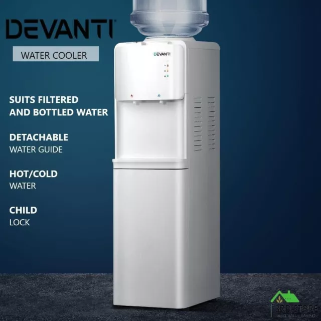 Devanti 22L Water Cooler Dispenser Stand Hot Cold Taps Filter Water Purifier Bot