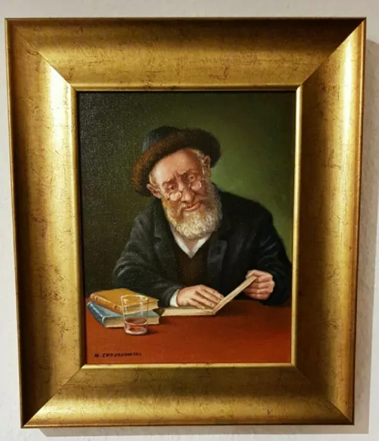 Jude mit Buch Porträt Ölgemälde auf Leinwand Handgemalt unikat