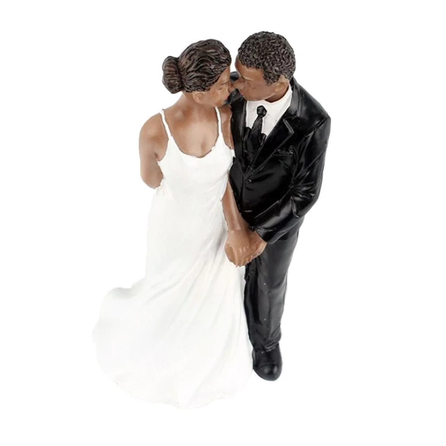Gâteau De Mariage Poupée Résine Marié Mariée Noir Couple Figurine Gâteau