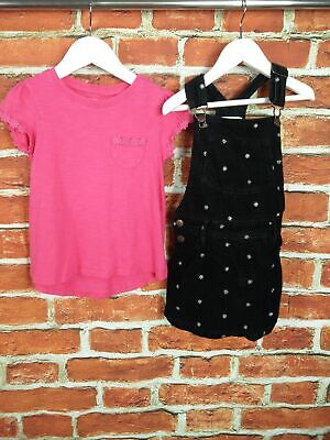 Girls Bundle Aged 4-5 Year Next M&S Corduroy Dungaree Dress T-Shirt Pink 110Cm
