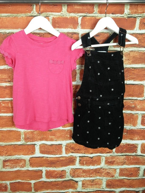 Girls Bundle Aged 4-5 Year Next M&S Corduroy Dungaree Dress T-Shirt Pink 110Cm