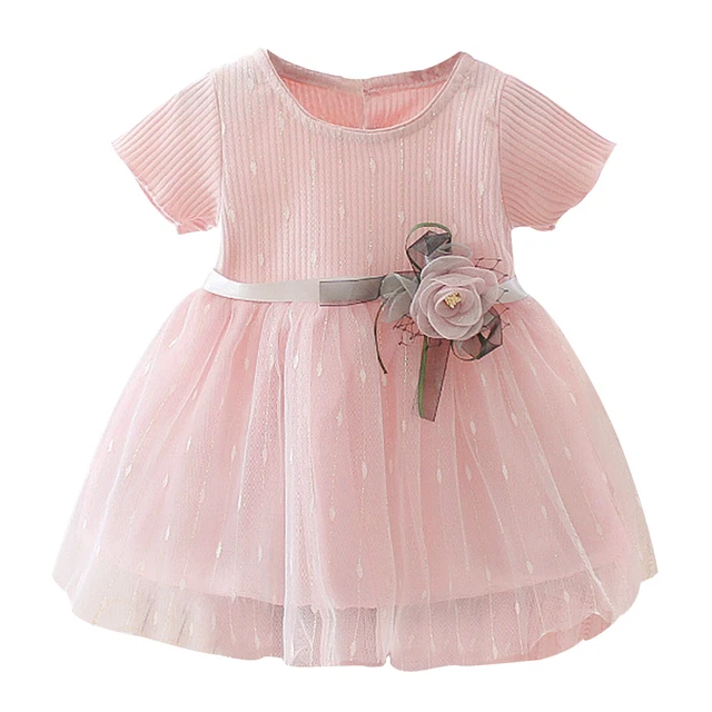 Baby Girls Princess Dress Infant Toddler Short Sleeves Birthday Party Clothes