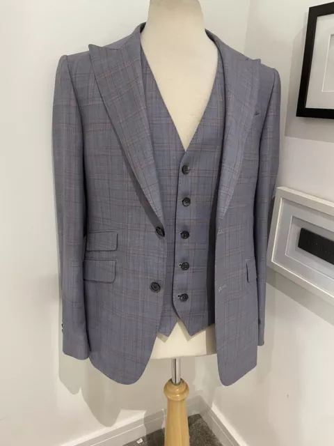 SCABAL Suit Three Piece Super 140’s Light Blue 36UK/46IT BNWT RRP £1975