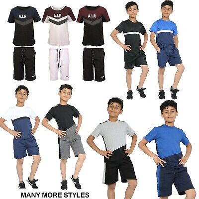 Kids Boys T Shirt Shorts Air Contrast Tracksuit Top Summer Jogger Short Set Age