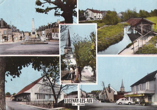 Carte postale postcard 10x15cm LUCENAY-LES-AIX NIEVRE multivues timbrée 1972