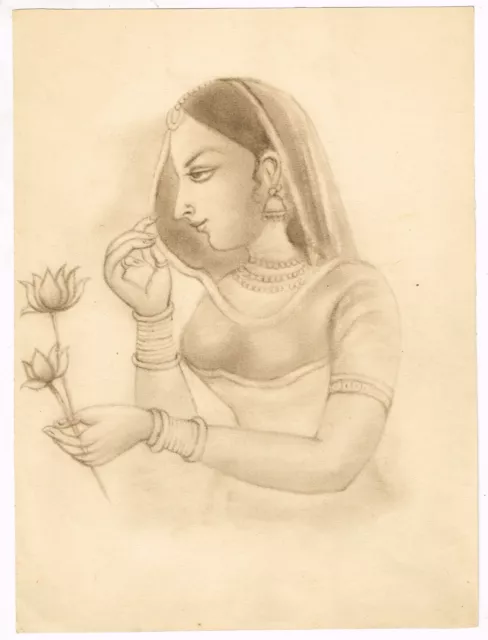 Handgefertigt Sketch Zeichnung Kunst Von Indianer Damen Malerei Auf Papier