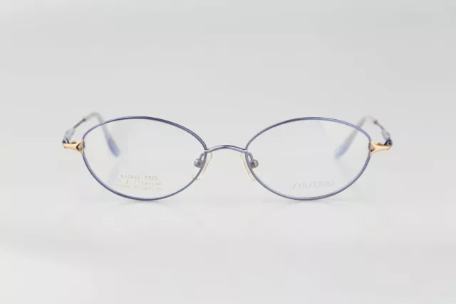 Shiseido SH 2057 4 Titanium Vintage 90s blue cat eye glasses frames womens NOS 3