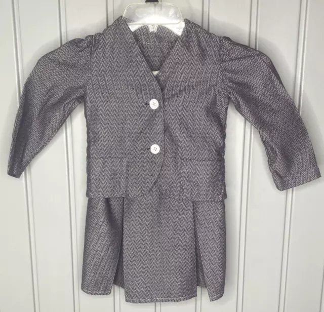 Vintage 1970s Handmade Girls 2 Piece Suit Size 6-7 Dress and Jacket Herringbone