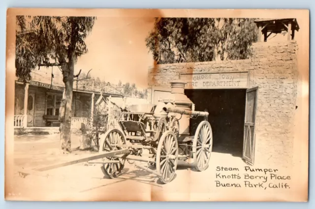Buena Park California CA Postcard RPPC Photo Steam Pumper Knott's Berry Place