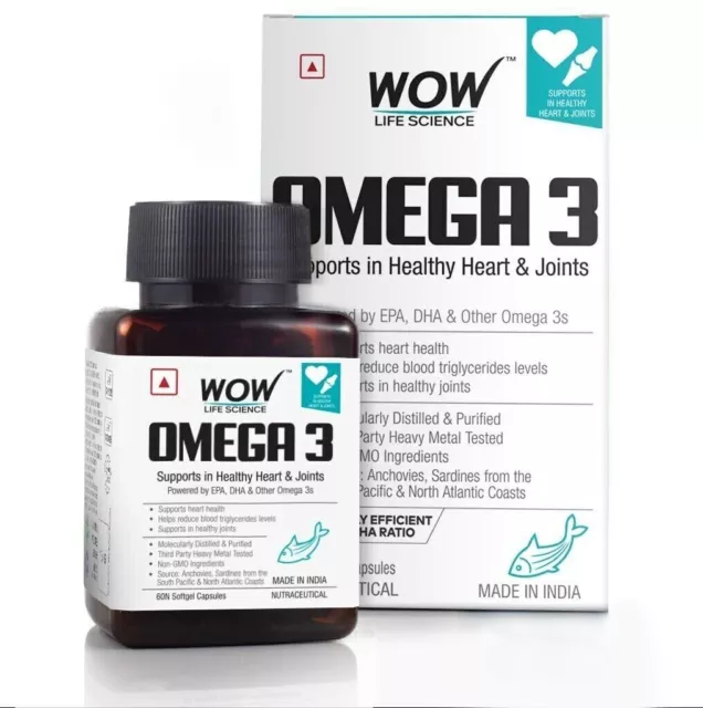 WOW Life Science Omega-3 Capsules, 60 Capsules - LIVRAISON GRATUITE