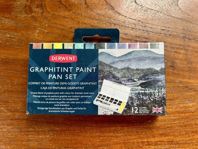 Juego de sartén de pintura de grafitinto Derwent nuevo