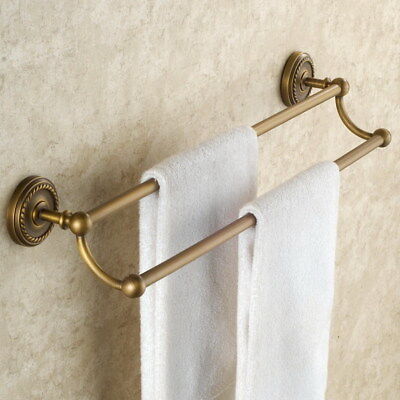 Antique BrassWall Mounted Bathroom Bath Towel Rack Bar Double Towel Bar