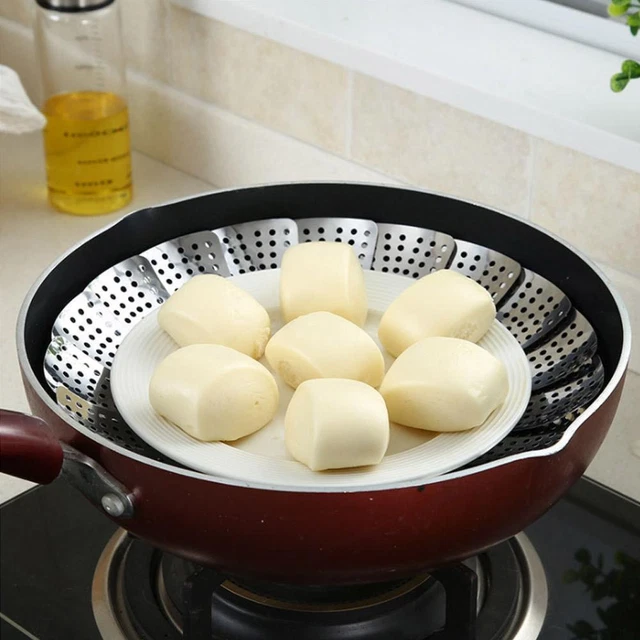 Steel Folding Steamer Vegetable Mesh Basket Expandable Cooker O3R8