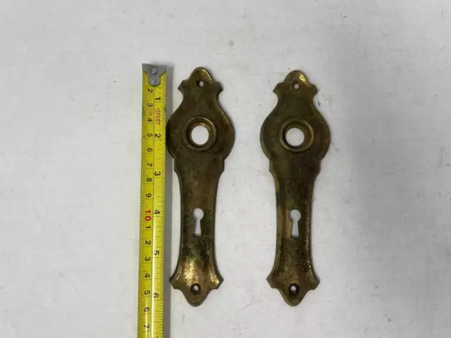 Vintage Door Plate Cover Lot of 2 Keyhole Cover 6" Tall