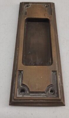 Antique Brass Pocket Door Cover Finger Plate Backplate 2