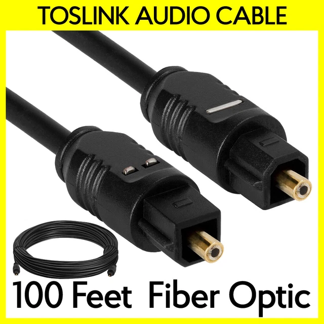 100 Feet Toslink Cable Fiber Optical SPDIF Cord Sound Bar PS4 Digital Audio Cord
