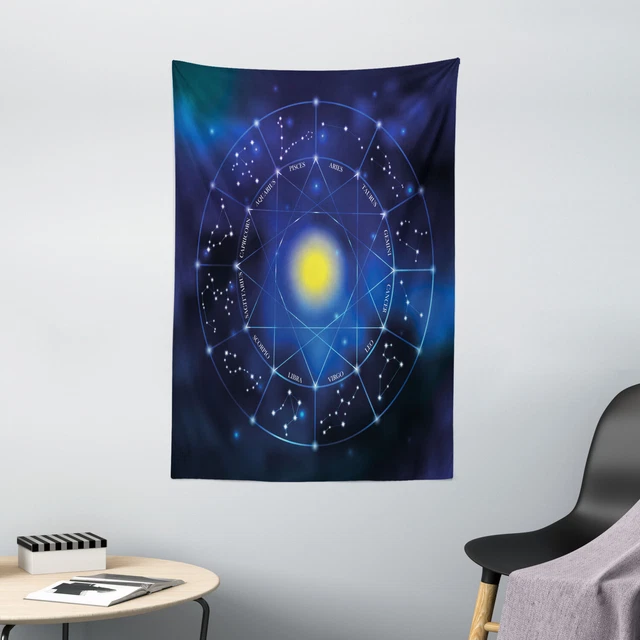 Constellation Tapestry Zodiac Circle Sun Print Wall Hanging Decor