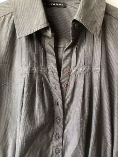 vestito a camicia Motivi color grigio/verde tg.42 con bottoni & elastici in vita 2