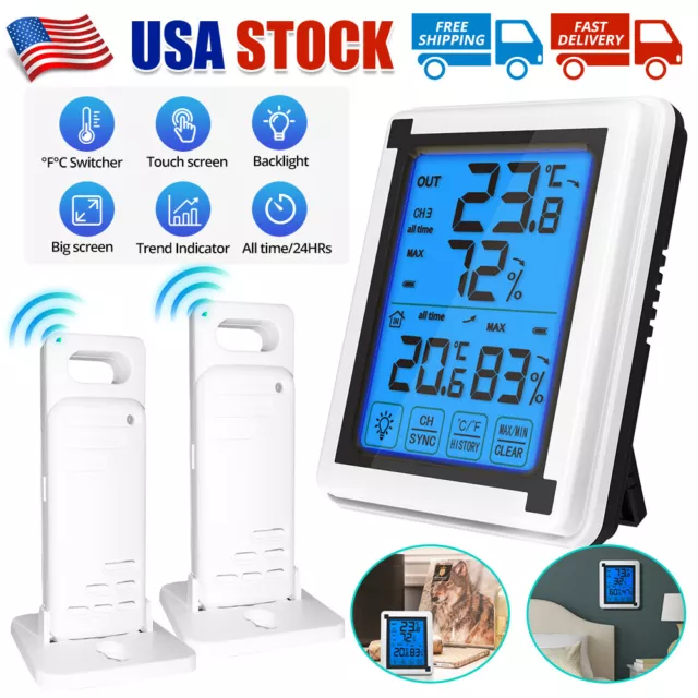 LCD Wireless Weather Station Clock Indoor Outdoor Digital Thermometer Hygrometer