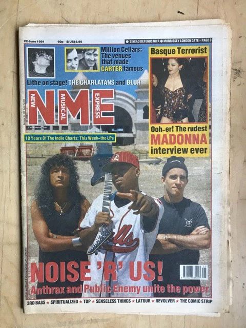 ANTHRAX NME MAGAZINE JUNE 22 1991 ANTHRAX WITH CHUCK D COVER with more ...