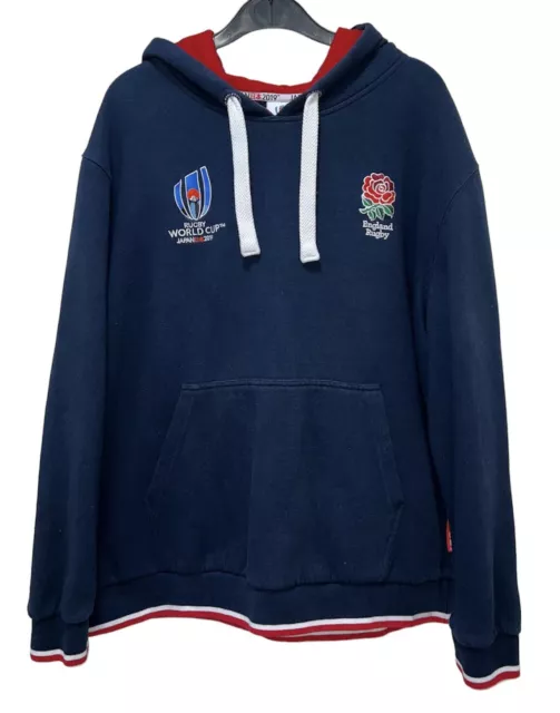 England Rugby Japan World Cup 2019 Navy Blue Hoodie Jumper Size XL Pre-Loved
